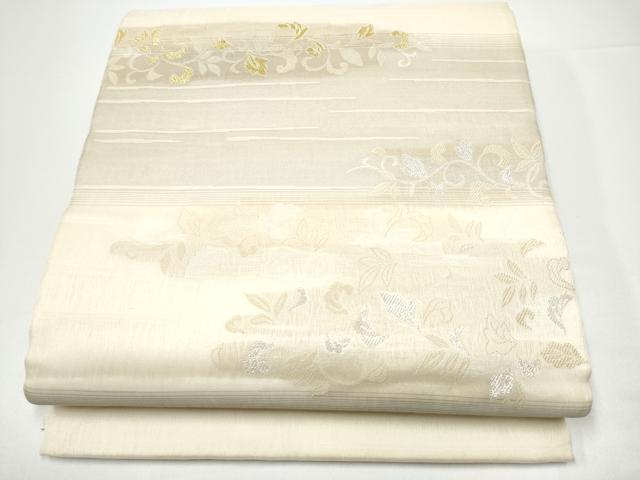 平和屋着物▽六通柄袋帯 スリーシーズン 春夏秋 唐草文 金銀糸 正絹 逸品 CABG9042hy