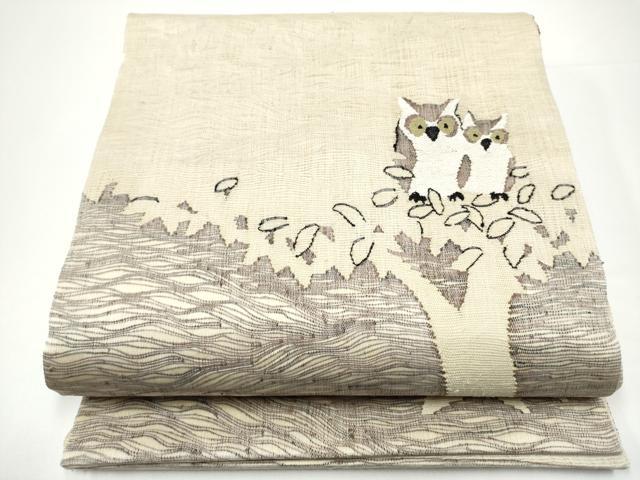 平和屋着物▽太鼓柄袋帯 スリーシーズン 春夏秋 すくい織 みみずく 正絹 逸品 CABG9044hy