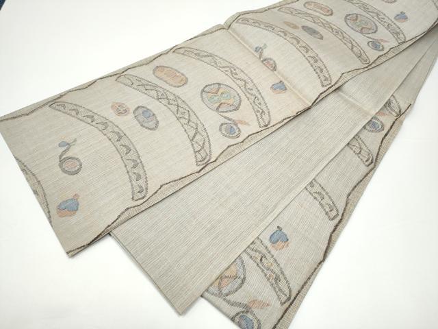 平和屋着物▽六通柄袋帯 スリーシーズン 春夏秋 幾何学文様 正絹 逸品 CABG9047hy