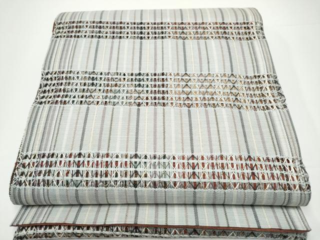 平和屋着物▽両面 太鼓柄袋帯 スリーシーズン 春夏秋 すくい織 枝葉文 正絹 逸品 CABG9048hy