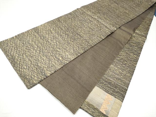平和屋着物●太鼓柄袋帯 すくい織 刺し子 市松枝葉文 正絹 逸品 CABG9053hy
