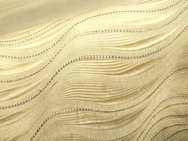 平和屋着物▽六通柄袋帯 スリーシーズン 春夏秋 よろけ縞 金糸 正絹 逸品 CABG9054hy