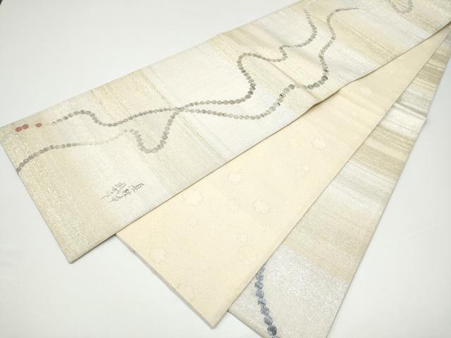 平和屋着物▽六通柄袋帯 スリーシーズン 春夏秋 武士作 真珠文 金糸 正絹 逸品 CABG9063hy