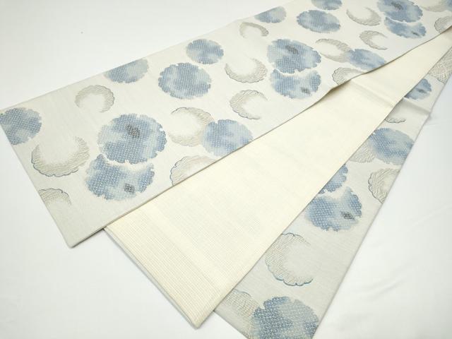 平和屋着物▽六通柄袋帯 スリーシーズン 春夏秋 藍染 雪輪文 正絹 逸品 CABG9064hy
