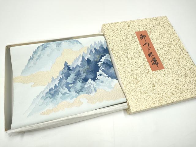 平和屋着物●爪掻き本綴れ 八寸名古屋帯 作家物 遠山樹林文 金糸 共箱付き 正絹 逸品 CABG9068hy