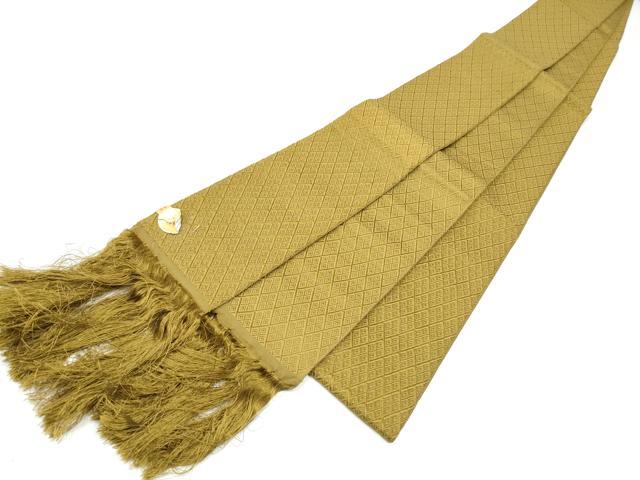 平和屋着物●男性 角帯 菱繋ぎ 色無地 桑染色 証紙付き 正絹 逸品 CABG9090hy