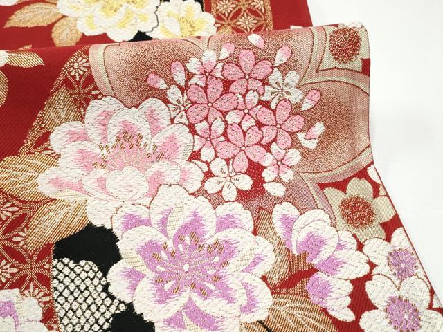 平和屋着物●六通柄袋帯 舞花文 金糸 正絹 逸品 CABG9109hy