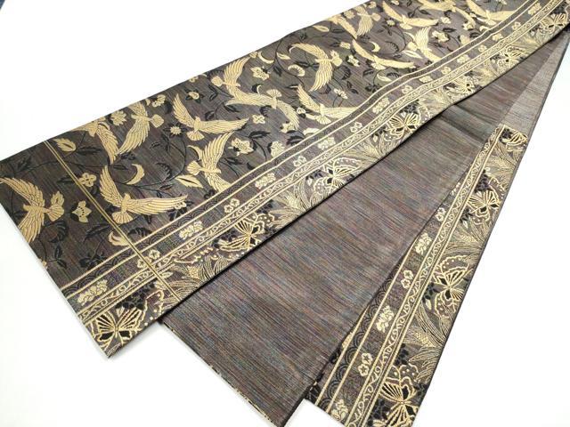 平和屋着物●染色作家 斉藤三才 六通柄袋帯 三才鳥 金糸 正絹 逸品 CABG9116hy