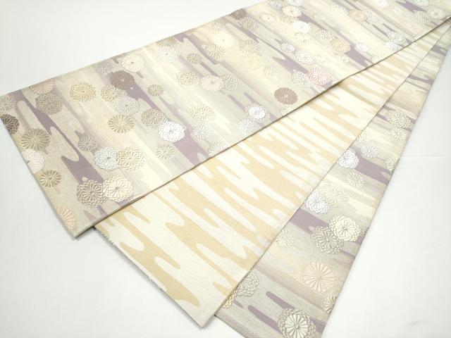 平和屋着物●六通柄袋帯 唐織 菊 金糸 正絹 逸品 CABG9119hy