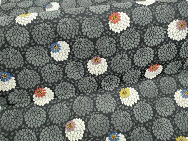 平和屋着物●六通柄袋帯 唐織 菊 黒地 正絹 逸品 CABG9120hy