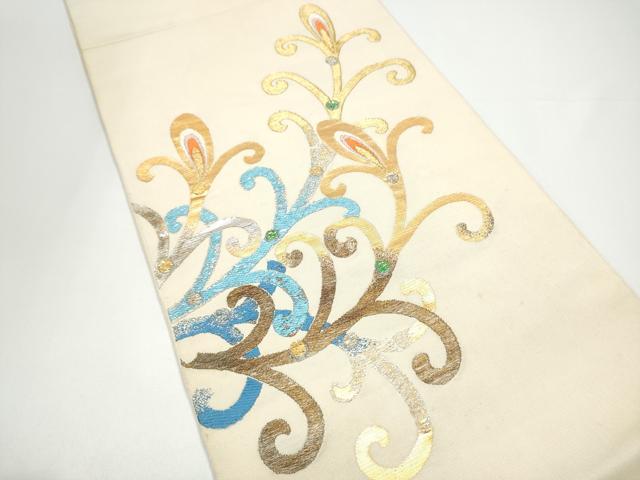 平和屋着物●龍村平蔵製 六通柄 本袋帯 天平羽衣錦 金糸 正絹 逸品 CABG9125hy