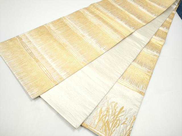 平和屋着物●西陣 織楽浅野 全通柄袋帯 枝葉文 金銀糸 正絹 逸品 CABG9135hy