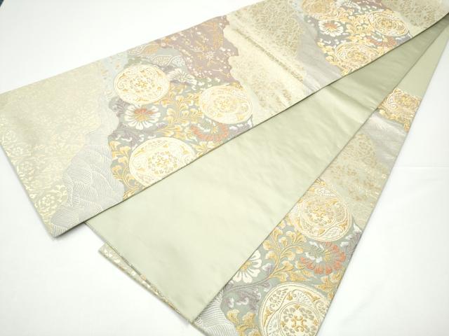 平和屋着物●六通柄袋帯 花唐草文 金糸 正絹 逸品 CABG9146hy