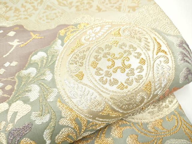 平和屋着物●六通柄袋帯 花唐草文 金糸 正絹 逸品 CABG9146hy
