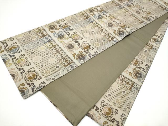 平和屋着物●全通柄袋帯 横段花文 正絹 逸品 CABG9148hy