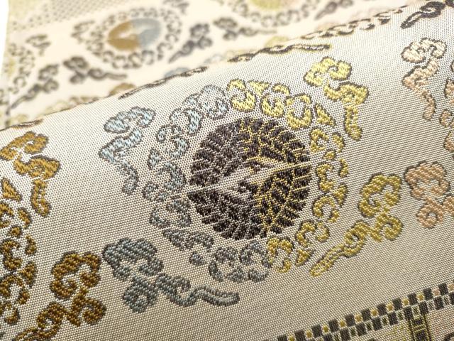 平和屋着物●全通柄袋帯 横段花文 正絹 逸品 CABG9148hy