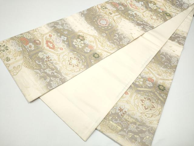 平和屋着物●六通柄袋帯 新小石丸 亀甲花文 金糸 正絹 逸品 CABG9152hy
