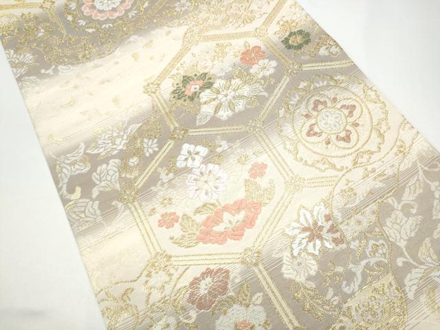 平和屋着物●六通柄袋帯 新小石丸 亀甲花文 金糸 正絹 逸品 CABG9152hy