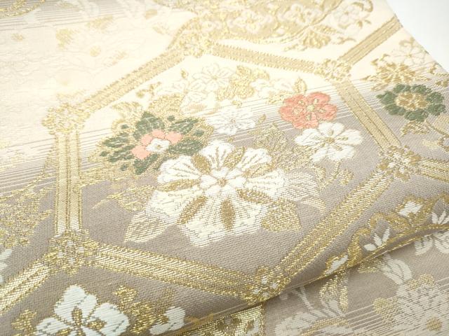 平和屋着物●六通柄袋帯 新小石丸 亀甲花文 金糸 正絹 逸品 CABG9152hy