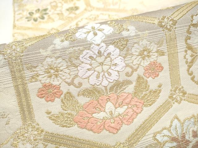 平和屋着物●六通柄袋帯 新小石丸 亀甲花文 金糸 正絹 逸品 CABG9152hy
