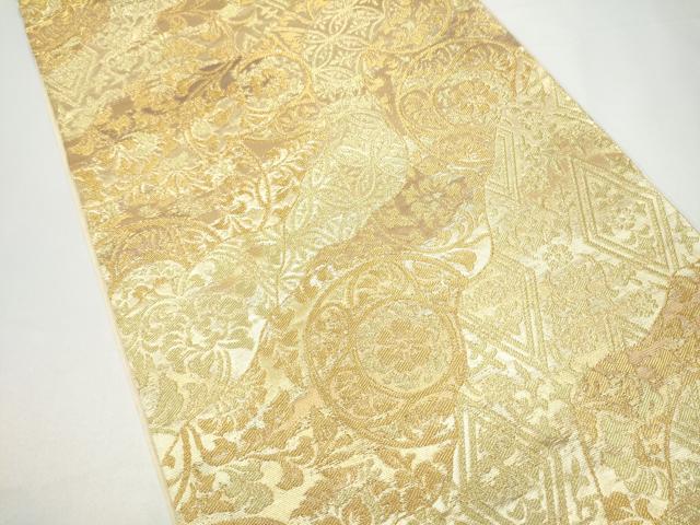 平和屋着物●西陣 川島織物 六通柄 本袋帯 吉祥花文 金糸 正絹 逸品 CABG9157hy