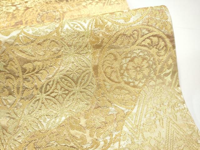平和屋着物●西陣 川島織物 六通柄 本袋帯 吉祥花文 金糸 正絹 逸品 CABG9157hy