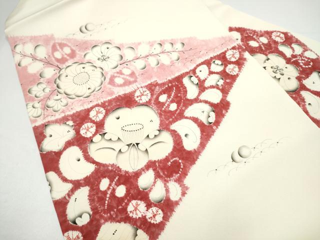 平和屋着物●日本工芸会正会員 福村廣利 絵絞庵 塩瀬 九寸名古屋帯 絞り 辻が花 正絹 逸品 CABG9169hy