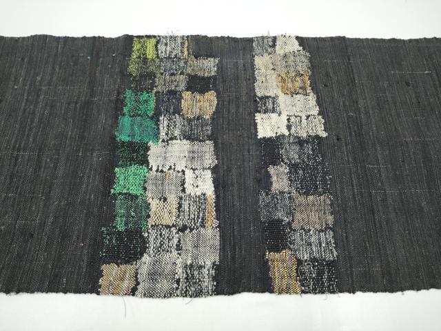平和屋着物●八寸名古屋帯 紬地 市松文様 黒地 金糸 正絹 逸品 CABG9174hy