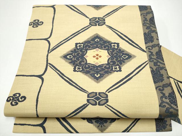 平和屋着物●九寸名古屋帯 菱花唐草文 正絹 逸品 CABG9184hy
