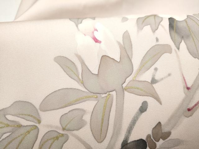 平和屋着物●染色作家 桐山紫香 手描き 塩瀬 九寸名古屋帯 牡丹 金彩 正絹 逸品 CABG9185hy