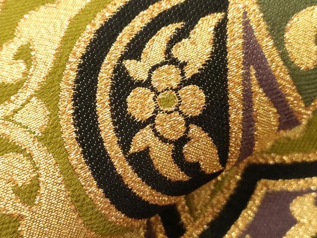 平和屋着物●本綾佐賀錦 伝統工芸品産業功労者 岡野武一郎 佐賀錦 六通柄袋帯 吉祥花文 金糸 正絹 逸品 CABG9202dy
