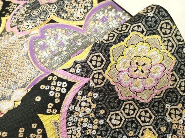 平和屋着物●六通柄袋帯 舞花文 金銀糸 正絹 逸品 CABG9228dy