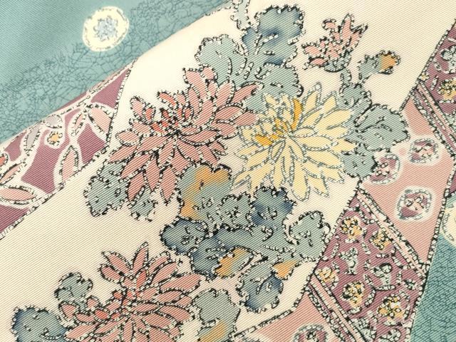 平和屋着物●九寸名古屋帯 草花文 正絹 逸品 CABG9231dy