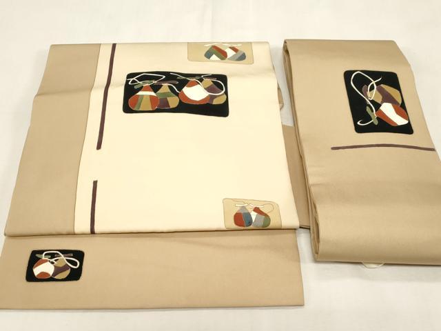 平和屋着物●塩瀬 つけ帯 成り物 金彩 正絹 逸品 CABG9278dy