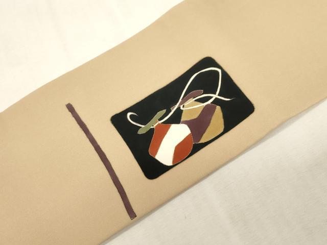 平和屋着物●塩瀬 つけ帯 成り物 金彩 正絹 逸品 CABG9278dy