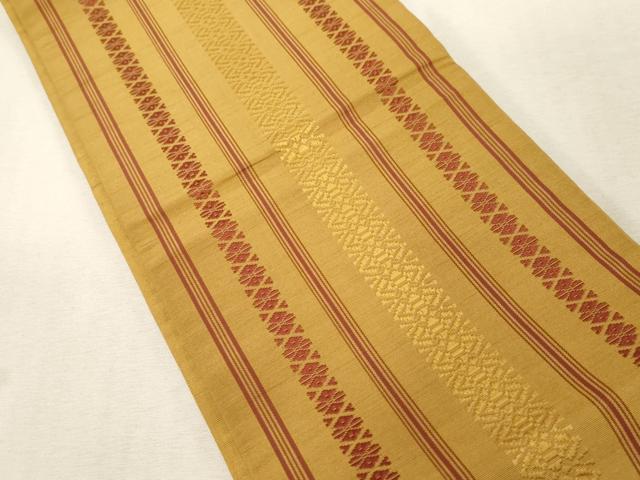 平和屋着物●本場筑前博多織 両面 半幅帯 献上 正絹 逸品 CABG9310dy
