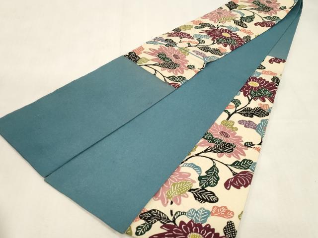 平和屋着物●半幅帯 型染め 草花文 鬼しぼ縮緬 正絹 逸品 CABG9317dy