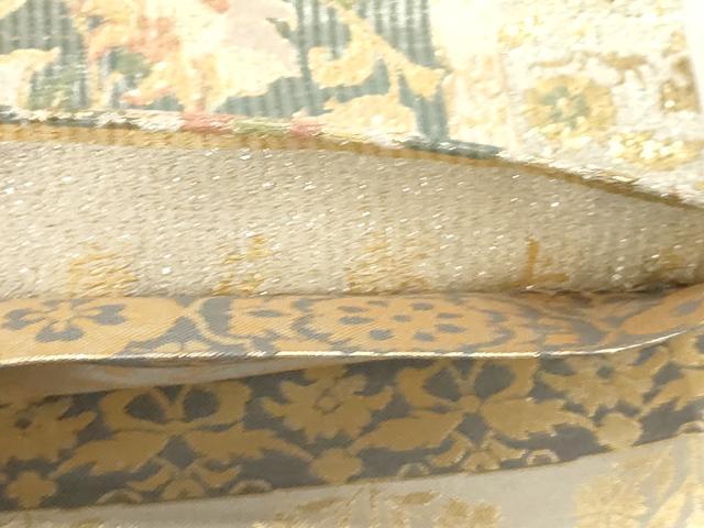 平和屋着物●両面 六通柄袋帯 慶花献上文 金銀糸 正絹 逸品 CABG9336dy