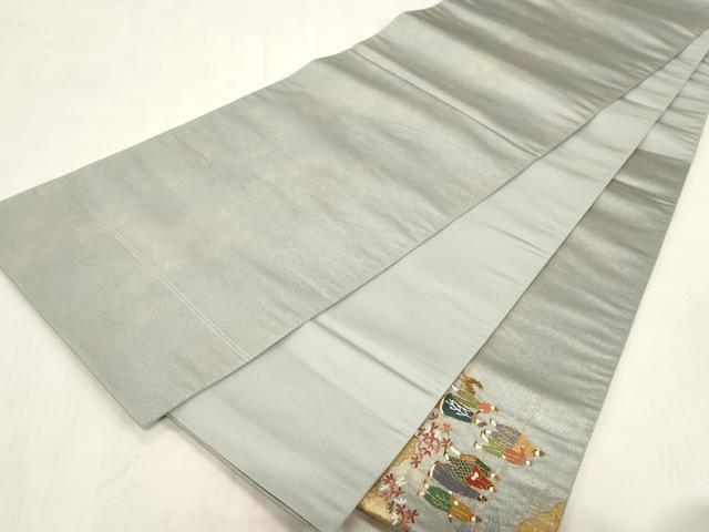 平和屋着物●太鼓柄袋帯 刺繍 人物風景文 金銀彩 引箔 正絹 逸品 CABG9340dy