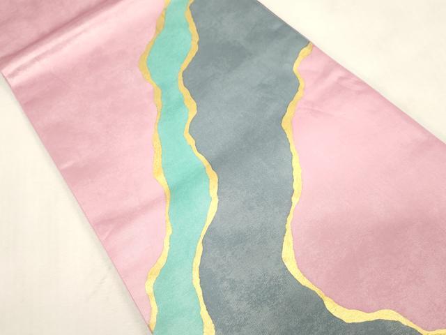 平和屋着物●染色作家 田中文子 太鼓柄袋帯 霞文 金彩 正絹 逸品 CABG9359dy