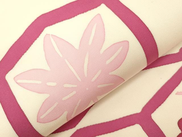 平和屋着物●塩瀬 九寸開き名古屋帯 型染め 亀甲花文 正絹 逸品 CABG9363dy