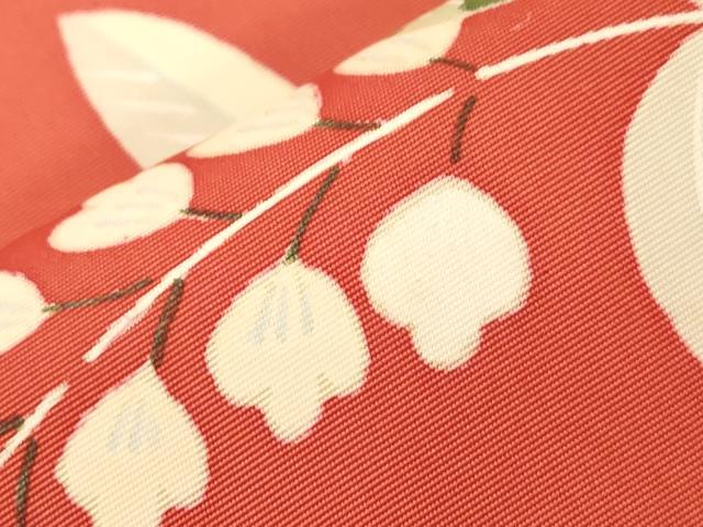 平和屋着物●塩瀬 九寸名古屋帯 草花文 金彩 正絹 逸品 CABG9366dy