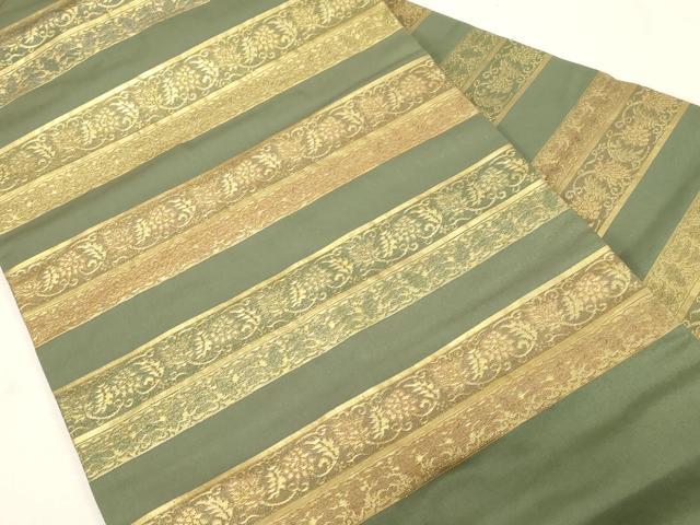 平和屋着物●九寸名古屋帯 横段更紗文 金糸 正絹 逸品 CABG9373dy