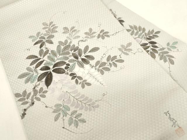 平和屋着物●京伝統工芸作家 阿都武 九寸名古屋帯 手描き 草花文 金彩 正絹 逸品 CABG9379dy