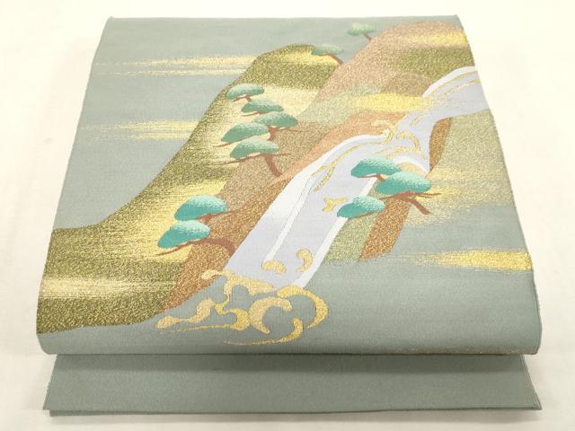 平和屋着物●爪掻き本綴れ 八寸名古屋帯 遠山文 金糸 正絹 逸品 CABG9381dy