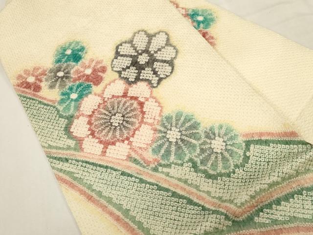 平和屋着物●名門 藤娘きぬたや・総絞り 九寸名古屋帯 舞花文 正絹 逸品 CABG9384dy