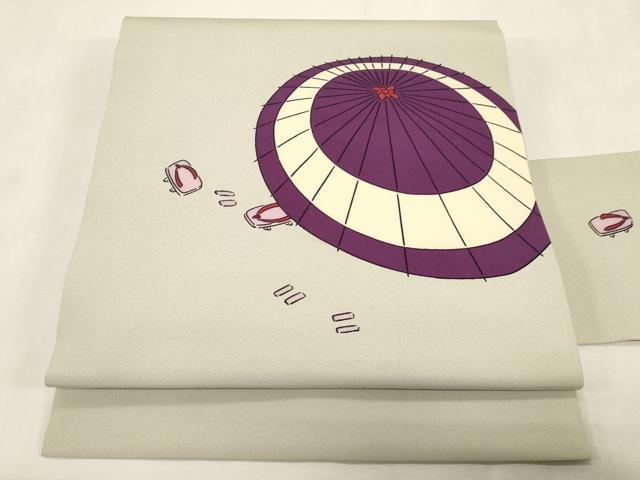 平和屋着物●九寸名古屋帯 番傘 正絹 逸品 CABG9393dy