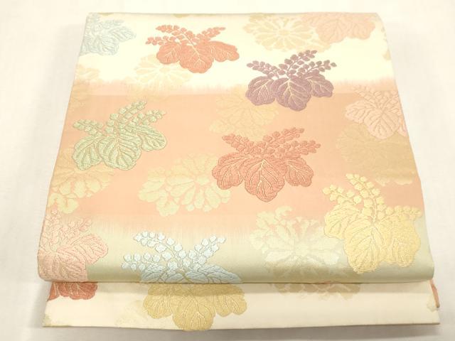 平和屋着物●九寸開き名古屋帯 唐織 桐 金糸 正絹 逸品 CABG9400dy