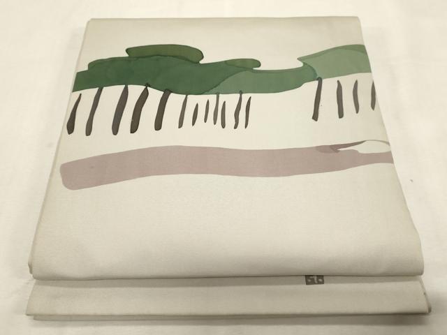 平和屋着物●日展染色作家 高久空木 ろうけつ染 塩瀬 九寸開き名古屋帯 幾何学文 正絹 逸品 CABG9409dy