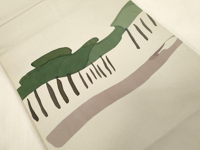 平和屋着物●日展染色作家 高久空木 ろうけつ染 塩瀬 九寸開き名古屋帯 幾何学文 正絹 逸品 CABG9409dy